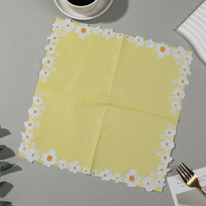 Printed Daisy Paper Napkins 330mm X 330mm For Birthday Parties And Events - Product Image 3