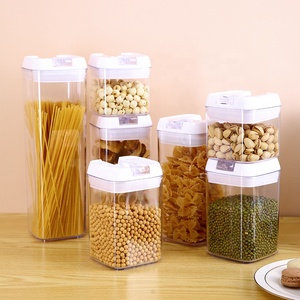 Organizador de cocina HIPS transparente para cereales, contenedor de almacenamiento de espaguetis, juego de 7 piezas, contenedor de plástico para alimentos con tapa