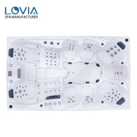 Bain à remous extérieur pour 9 personnes, jacuzzi, piscine à remous de 3,8 m, spa chaud pour usage intérieur avec fonction de massage relaxant