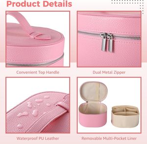 Custom Makeup Bag <b>Small</b> Cosmetic Bag with <b>Mirror</b> Double Layer Zipper Travel Portable Makeup Case Makeup Organizers - Product Image 6