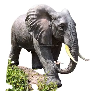 Patung gajah Afrika ukuran besar, patung dekorasi taman serat kaca Resin, ornamen gajah besar taman taman taman