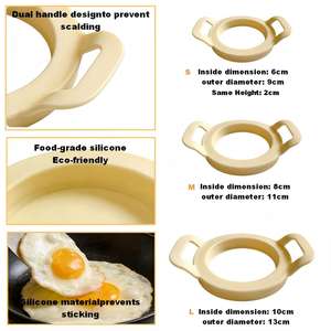 Anneau à œufs en silicone de qualité alimentaire, antiadhésif, à double poignée, moule à œufs frits, 3 tailles, pour petit-déjeuner, sandwich, burger - Product Image 4