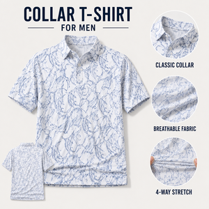 Polo de Golf con Logotipo Personalizado para Hombre, Blanco y Azul, Diseño Botánico, Tejido Elástico en 4 Direcciones, Fabricante OEM ODM - Product Image 3