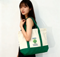 Tas Belanja Tote Kanvas Katun JOYSUN dengan Logo Custom, Kantong Depan Besar, untuk Liburan Akhir Pekan dan Belanja