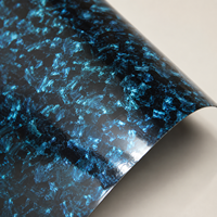 Feuille de préimprégné en fibre de carbone rigide, personnalisée, en gros, bleue, forgée, marbrée avec résine époxy, de qualité usine