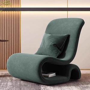 Sillón Individual Estilo Italiano, Moderno y Minimalista, para Sala de Estar, Forma Única, Tapicería de Terciopelo, Sillón de Diseño - Product Image 1
