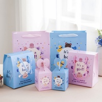 Kotak Hadiah Persegi Huayingxing HYX-001 Motif Telur Kartun Bulan Purnama untuk Anak, Dapat Didaur Ulang, Dilengkapi Pegangan, Baru, untuk Permen Bayi, Bahan Karton