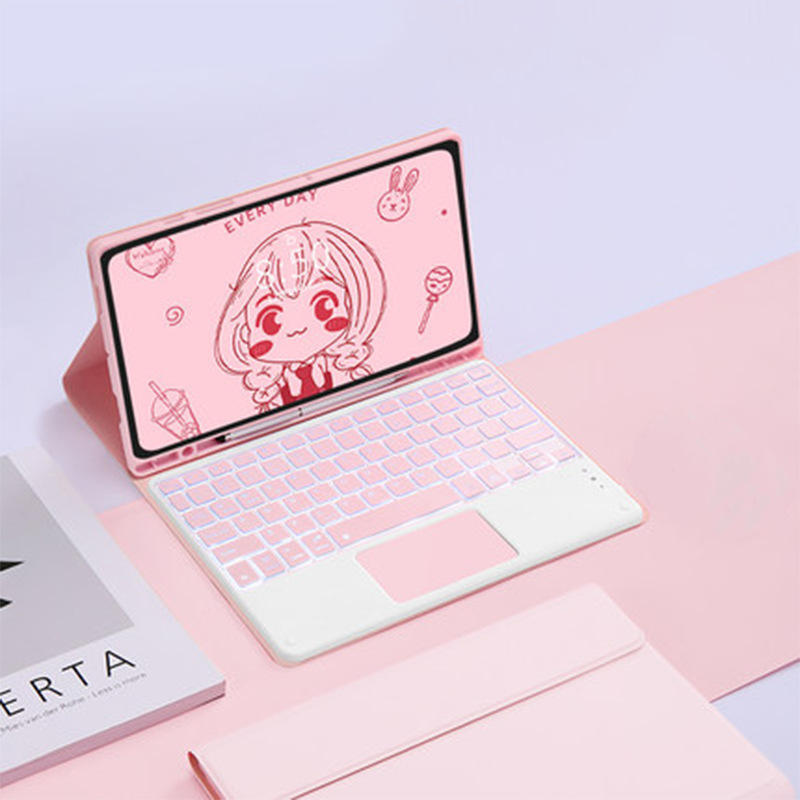 Carcasa rosa + teclado retroiluminado blanco