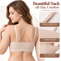 Soutien-gorge sans fil côtelé en nylon, sans couture, à bretelles élastiques réglables, avec bord ondulé, pour usage quotidien – Vente en gros usine