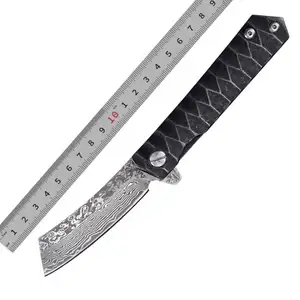 Damascus T Plate Head Folding Knife Steel Handle High Hardness Outdoor Camping Hunting Knives