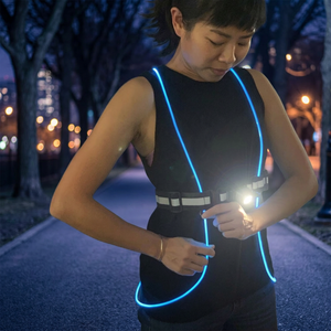 ไฟฉาย LED 200 ลูเมนส์ แบบสะท้อนแสงสำหรับเสื้อกั๊กนิรภัย ชาร์จผ่าน USB แบตเตอรี่แบบชาร์จซ้ำได้ กันน้ำระดับ IP44 ปรับลำแสงได้ เหมาะสำหรับวิ่ง/ปั่นจักรยาน - Product Image 1