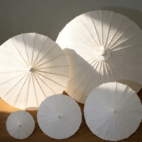 Parapluie en papier blanc avec cadre en bois de 84 cm et 60 cm, prêt à être expédié, best-seller, pour cadeau promotionnel