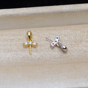 Colgante de Plata S925 Wenchi, Accesorios DIY para Mujer, Bandeja Vacía para Perlas de 9-14 mm, Modelo Semiterminado 14071, Dijes de Gemas Naturales de China - Product Image 3