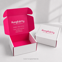 Caja de Cartón Corrugado Blanca y Magenta Personalizada Lista para Exportación, Caja de Envío para Set de Cosméticos, Accesorios Tecnológicos y Ropa Interior
