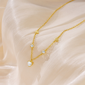 CANNER 18K Gold S925 <b>Sterling</b> <b>Silver</b> Heart Turquoise Zircon Cross Butterfly Wing <b>Necklace</b> Women - Product Image 3