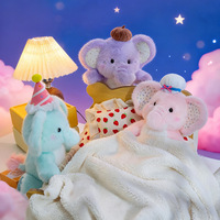 Peluche d'éléphant assis mignonne, douce, en violet, rose et bleu, pour la décoration de chambre, les cadeaux d'anniversaire et les fêtes sur le thème du zoo