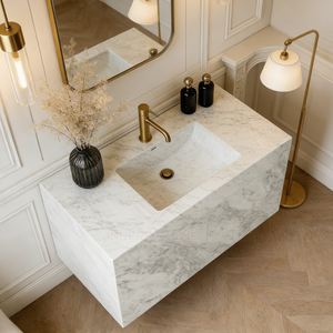 <span class=keywords><strong>Mobile</strong></span> <span class=keywords><strong>Bagno</strong></span> Freestanding Personalizzato in Marmo Bianco di Carrara per Progetti di Design d'Interni per Hotel - Product Image 4