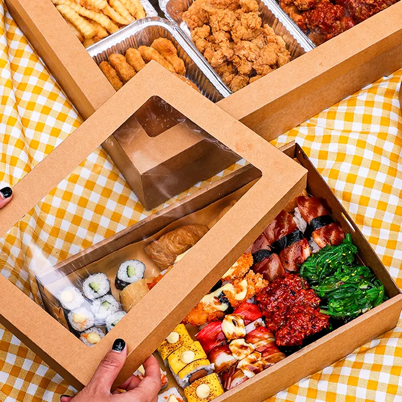 Custom Charcuterie Board Boxes With Food Brunch Grazing Box Packaging Takeaway Kraft Paper Box For Food