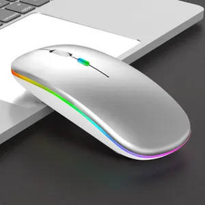 Accessori per computer portatili Mouse Wireless ricaricabile da gioco con luci a LED Ultra sottili ottiche rosa 2.4G per MacBook