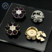 Boutons de manchette fantaisie en laiton JINYU pour chemises femme, plaqué nickel sans allergène, décorés de strass en forme de fleur