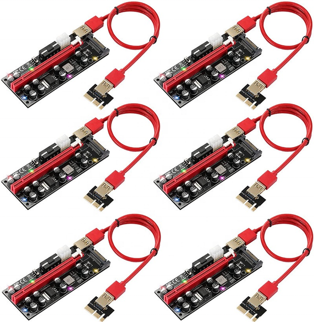 PCIe 3.0 1x to 16x Graphics Adapter PCI-E 1x to 16x Graphics Extension Ver009s Pro Riser with LED Light