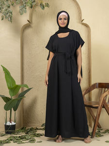 Vêtements pour femmes, best-sellers, robe musulmane décontractée brodée, abaya, hijab, kimono, robe longue à manches longues, ensemble arabe de Dubaï pour l'Aïd - Product Image 2
