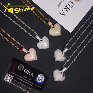 Scorte di fabbrica all'ingrosso Hip Hop gioielli 925 in argento Sterling VVS Moissanite ghiacciato cuore spezzato ciondolo con collana gratis - Product Image 3