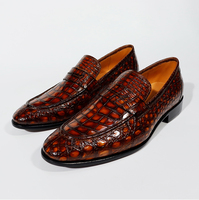 Chaussures habillées de luxe Goodyear en cuir de crocodile pour hommes, mocassins Penny faits main à enfiler, chaussures de ville modernes pour hommes