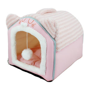 Nid douillet pour chat, chenil, lit pour animaux de compagnie, tente intérieure, nid chaud <span class=keywords><strong>en</strong></span> peluche, <span class=keywords><strong>panier</strong></span> avec coussin amovible, accessoire de voyage pour <span class=keywords><strong>chien</strong></span> - Product Image 6