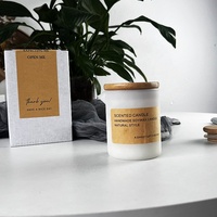 Nouvelle forme, pot en verre borosilicate blanc givré de 6 oz, 8 oz, 150 g, récipient pour bougie de massage avec bec verseur et couvercle en bambou, luxe