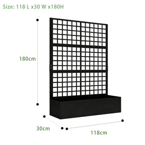 Black Rectangular Heavy Duty Metal Raised Garden Bed 2-in-1 Customizable Lattice Trellis & Privacy Screen Plant Box for Garden - Product Image 6