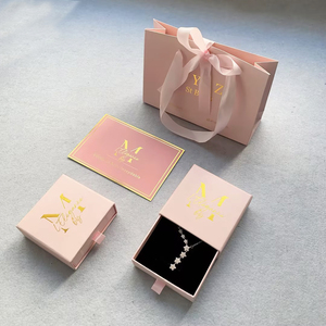 Luxury Pink Jewelry <b>Box</b> Customized Business Logo Earring Ring Drawer <b>Box</b> Custom Necklace Paper Boxes with Your Own Logo Printed - Product Image 1