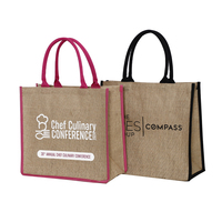 Sac fourre-tout en jute réutilisable de haute qualité avec poignée, pochette en jute personnalisable portable pour les courses/le shopping/l'emballage
