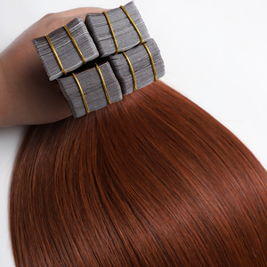 Extensioni di Capelli Umani Brasiliani Remy Naturali al 100% di Alta Qualità con Nastro Adesivo, 100% Allineati alle Cuticole, Lisci e Ondulati, Rosso <span class=keywords><strong>Rame</strong></span> # 33 - Product Image 3