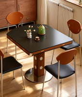 Table à manger moderne pliable et extensible 6 places pour petits espaces, plateau en pierre frittée convertible, écologique et durable, pour la maison et l'hôtel