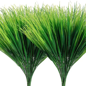 Gazon artificiel à 7 branches en plastique, plante murale verte, séparateur décoratif, décoration de jardinage - Product Image 5