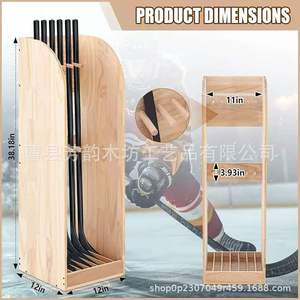 Soporte de madera para palos de hockey, tipo vertical, a prueba de polvo, para exhibición y almacenamiento en el hogar. - Product Image 4