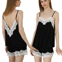 Ensemble de pyjama court élégant pour femme en modal et viscose doux, avec taille élastique et dentelle, ultra confortable pour l'été