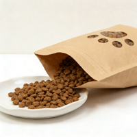 Sachet Doypack en papier kraft avec fenêtre découpée, fermeture à glissière refermable, pour friandises et snacks pour chiens et chats, avec encoche de déchirement, qualité alimentaire, en stock