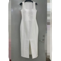 Robe Midi Moulante de Luxe Légère Nouvelle Collection Été pour Femme, Col Bateau, Sans Manches, en Spandex Assorti, Respirante et Écologique
