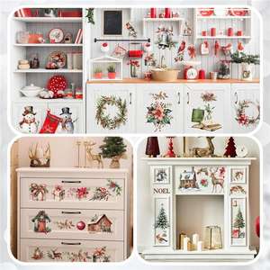 Transferts d'hiver personnalisés pour meubles, transferts à frotter pour l'hiver, autocollants, bonhomme de neige, gnome, décalcomanies pour l'artisanat DIY, maison (vacances mignonnes) - Product Image 2