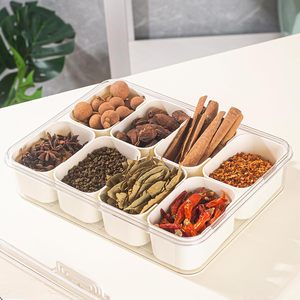 Boîte de rangement portable à 8 compartiments en PET avec couvercle et poignée, anti-poussière, pour la conservation des aliments frais, idéale pour les collations, les légumes et les bonbons - Product Image 5
