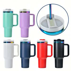 Gobelet isotherme extérieur en acier inoxydable avec poignée et paille, personnalisable avec logo, 30oz et 40oz, modèle H2.0 - Product Image 4