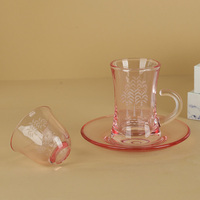 Tasse à thé en verre miniature de style arabe GLASS CITY, motif palmier, 60 ml, petite tasse à café, vente en gros avec emballage en boîte cadeau