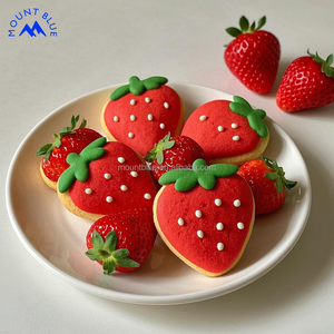 Biscotto decorato a forma di fragola con messaggio "<span class=keywords><strong>sei</strong></span> la bacca migliore", biscotto di San Valentino da 20g di biscotti dolci - Product Image 2