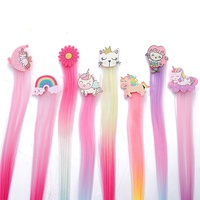 Nouveau design enfants nœud licorne paillettes fantaisie dégradé perruque pince à cheveux