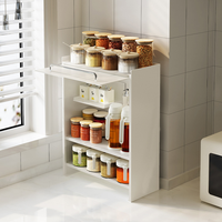 Étagère à épices de cuisine en métal anti-poussière avec porte, résistante à l'huile et à l'eau, meuble de rangement de comptoir - Design moderne robuste