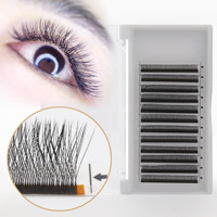 Extension de cils en forme de W cils de trèfle 3D doux naturels 30 plateaux/lot C/D 0.07mm faux cils de greffage de soie 30 plateaux forme de W
