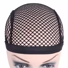 Zwarte ademende kanten pruikkap 3-clip zwarte polyester haarnetjeskap met elastisch gaas Verstelbare maat Big-Hole gehaakte kap - Product Image 2
