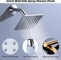 Système de douche pluie LED à fixation au plafond, double pommeaux de douche de 6 pouces, doubles douches à main, commande thermostatique 4 fonctions, ensemble de salle de bain
